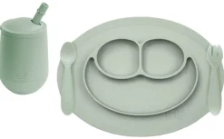 EZPZ Toddler Bundle - Mini Feeding Set + Mini Cup and Straw Training System - Sage