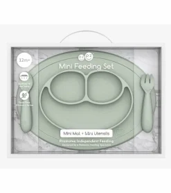 EZPZ Toddler Bundle - Mini Feeding Set + Mini Cup and Straw Training System - Sage