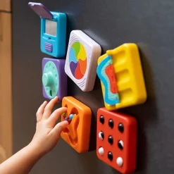 Fat Brain Toys PlayTab Tiles - Pulleys, Sliders & Spinners Sensory Set (Set 6)