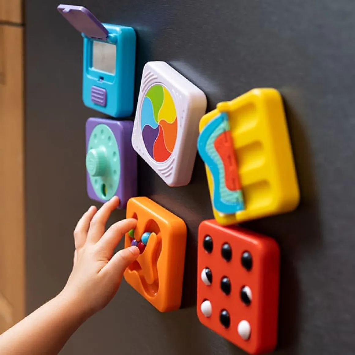 Fat Brain Toys PlayTab Tiles - Threads, Teeter-Totter & Keyboard Sensory Set (Set 5)