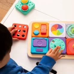 Fat Brain Toys PlayTab Tiles - Twist, Switch & Color Pop Sensory Set (Set 2)