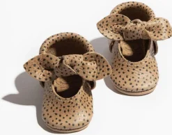 Freshly Picked Knotted Bow Moccasins Mini Sole V2, Size 5 - Almond Speckles