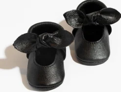 Freshly Picked Knotted Bow Moccasins, Size 1 - Ebony