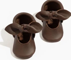 Freshly Picked Knotted Bow Moccasins, Size 1 - Espresso