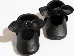 Freshly Picked Knotted Bow Moccasins, Size 2 - Ebony