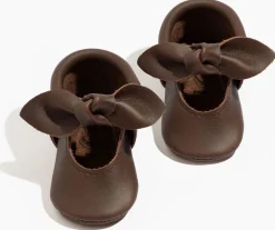 Freshly Picked Knotted Bow Moccasins, Size 3 - Espresso