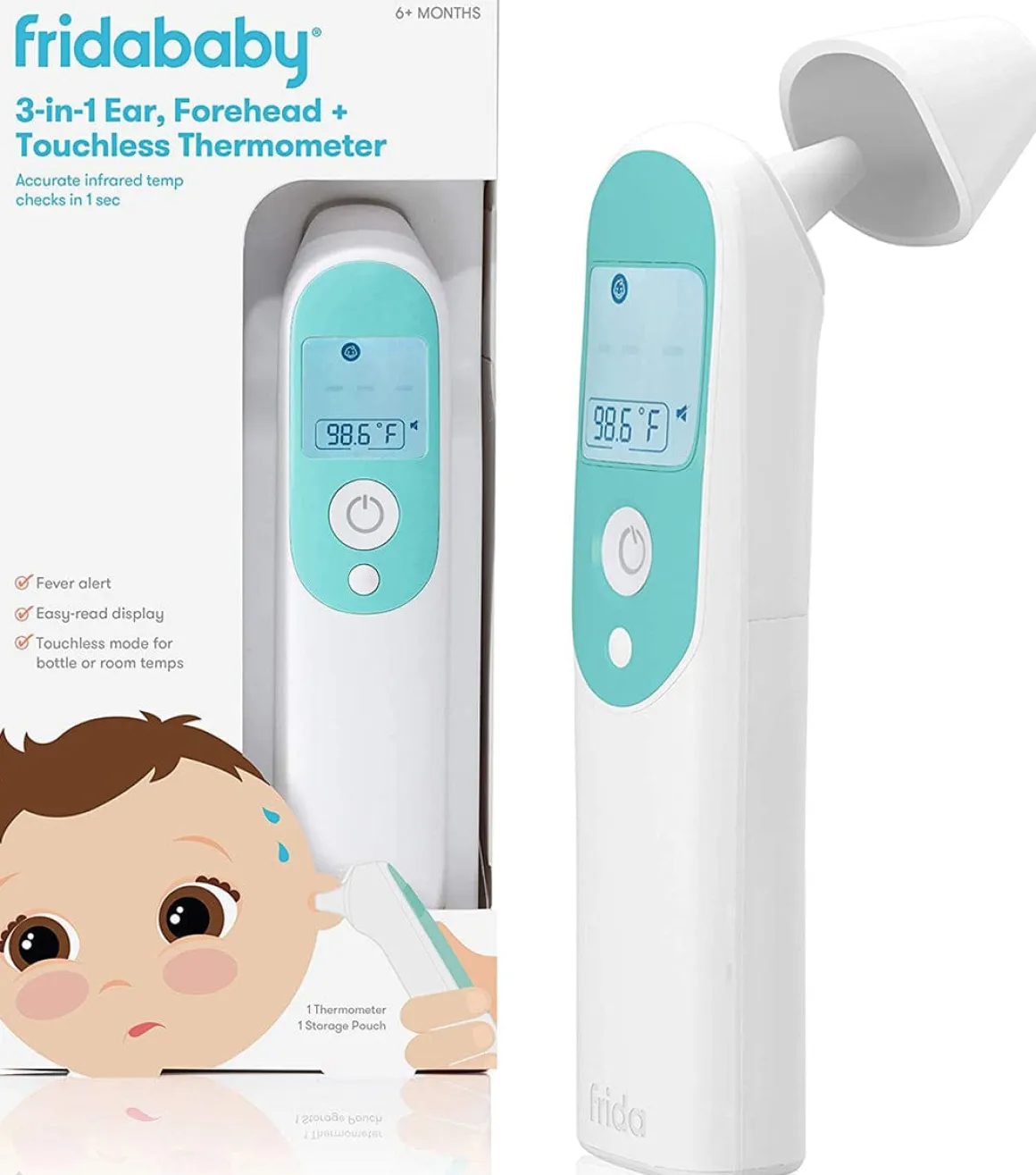 FridaBaby 3-in-1 Ear, Forehead + Touchless Infrared Thermometer