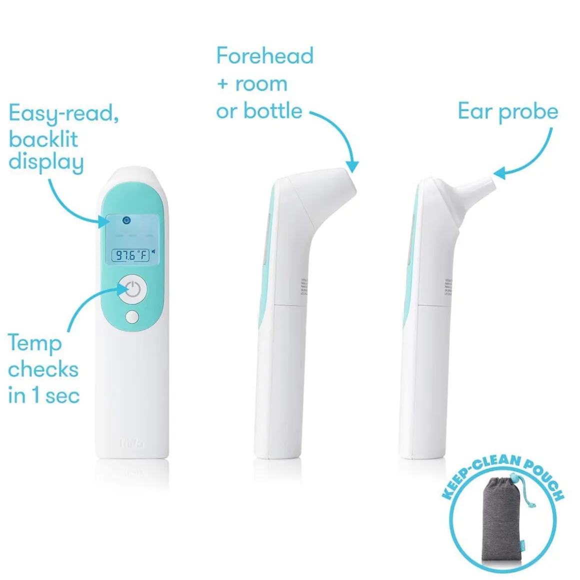FridaBaby 3-in-1 Ear, Forehead + Touchless Infrared Thermometer