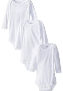 Gerber White 3 Pack Long Sleeve Onesies - 0-3 Months