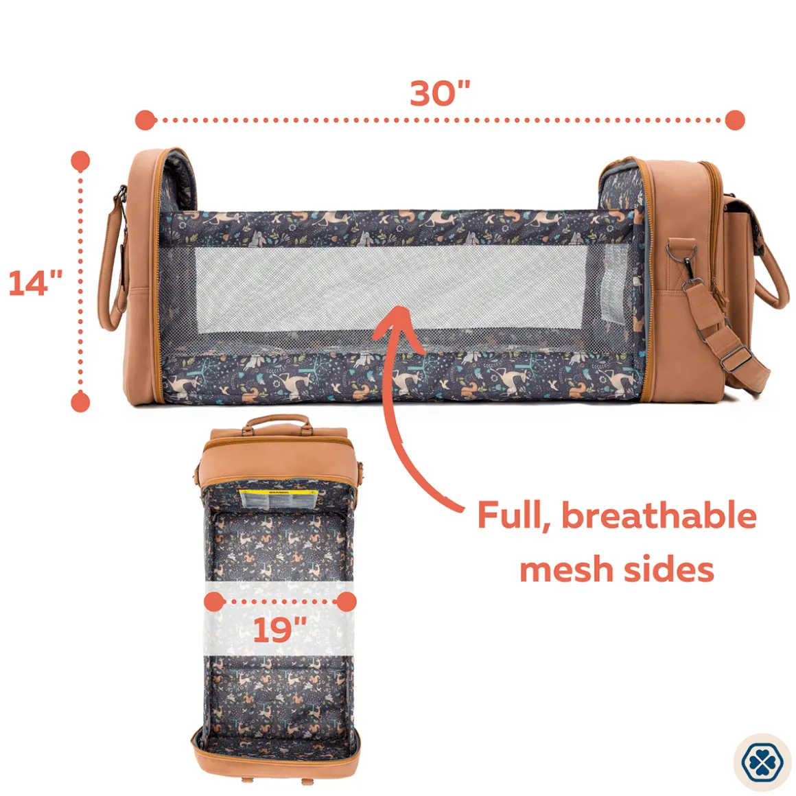 Gladly Family Pod Diaper Bag Changing Station + Travel Cot - Porcini Tan