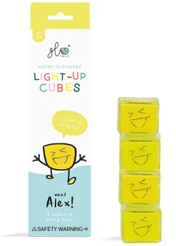 Glo Pals Light Up Cube Bath Toys - Alex (Yellow)