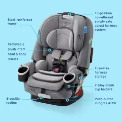 Graco 4Ever DLX 4-in-1 All-in-One Convertible Car Seat - Charlie