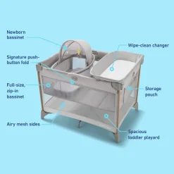 Graco Pack 'n Play Care Suite Bassinet Lux Playard - Sky