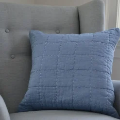 Hello Spud Decorative Pillow with Stuffer - Box Quilt Blue