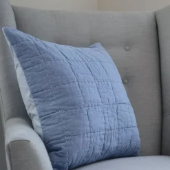 Hello Spud Decorative Pillow with Stuffer - Box Quilt Blue