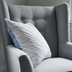 Hello Spud Decorative Pillow with Stuffer - Diagonal Pintuck Blue