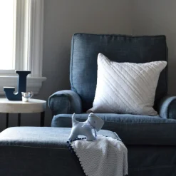 Hello Spud Decorative Pillow with Stuffer - Diagonal Pintuck Blue