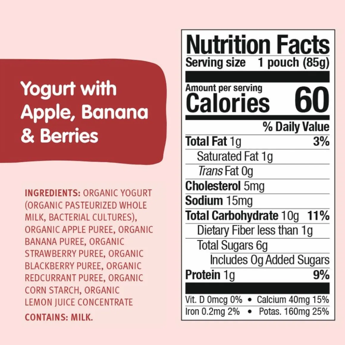Holle Organic Apple, Banana & Berries Yogurt Pouches