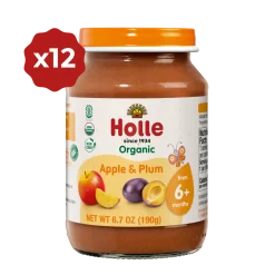 Holle Organic Baby Food Jar - Apple & Plum - 12 Jars