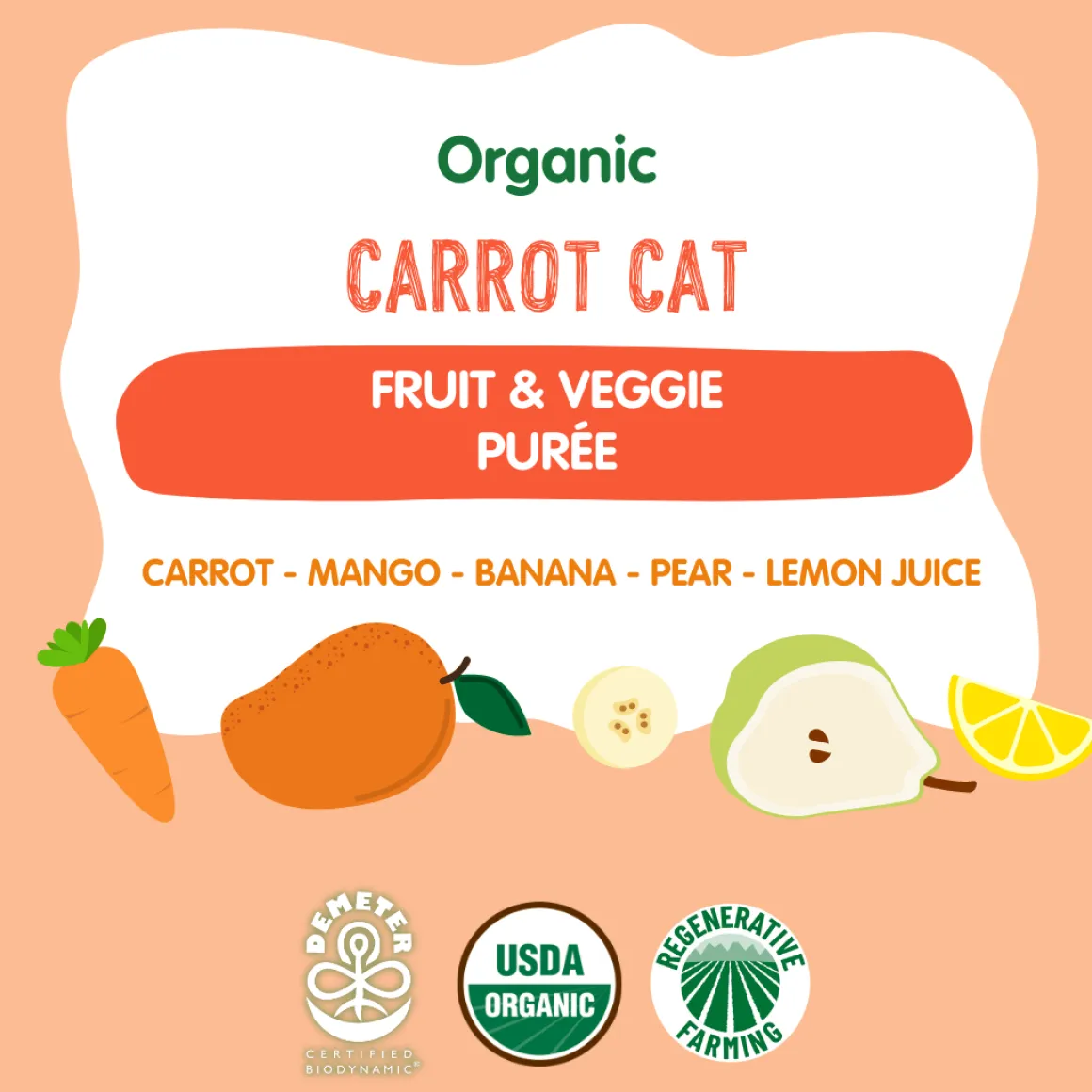 Holle Organic Carrot Cat Fruit & Veggie Purée