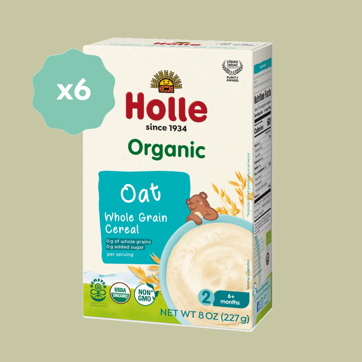 Holle Organic Whole Grain Oat Cereal - 6 Pack