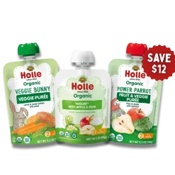 Holle Power Greens Bundle: Veggie Bunny, Power Parrot, Apple & Pear Yogurt
