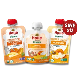 Holle Tropical Bundle: Yogurt with Mango, Carrot Cat, Banana Llama