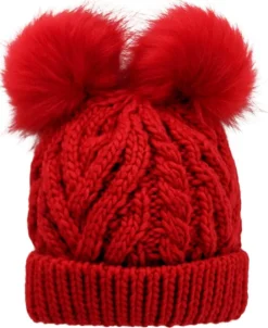 Huggalugs Fluffer Beanie Hat - Red, Medium (6-24 months)