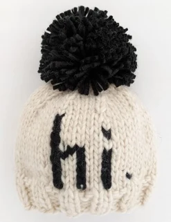 Huggalugs hi. Hand Knit Beanie Hat - Black, Small (0-6 months)