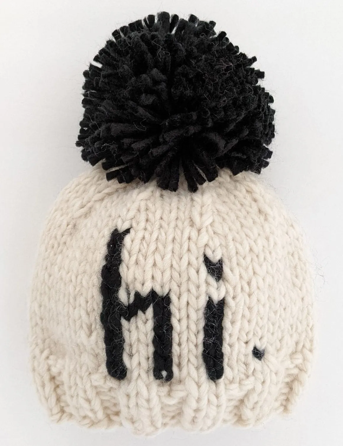 Huggalugs hi. Hand Knit Beanie Hat - Black, X-Small (Newborn)