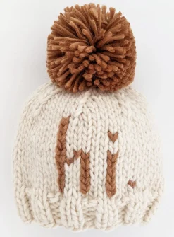 Huggalugs hi. Hand Knit Beanie Hat - Pecan, Large (2-6 years)