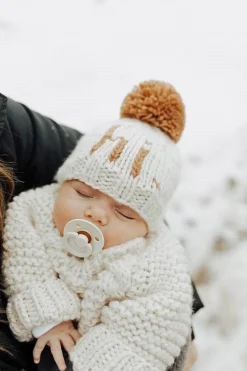 Huggalugs hi. Hand Knit Beanie Hat - Pecan, Large (2-6 years)