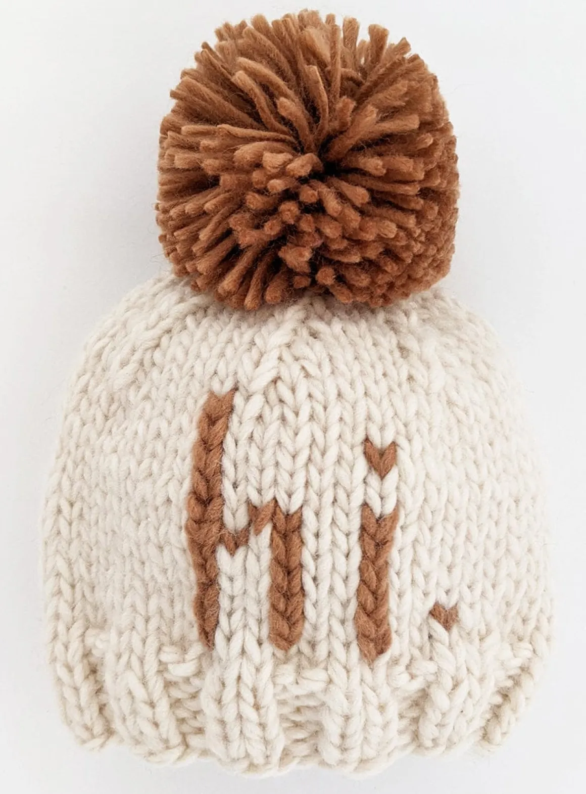 Huggalugs hi. Hand Knit Beanie Hat - Pecan, X-Small (Newborn)