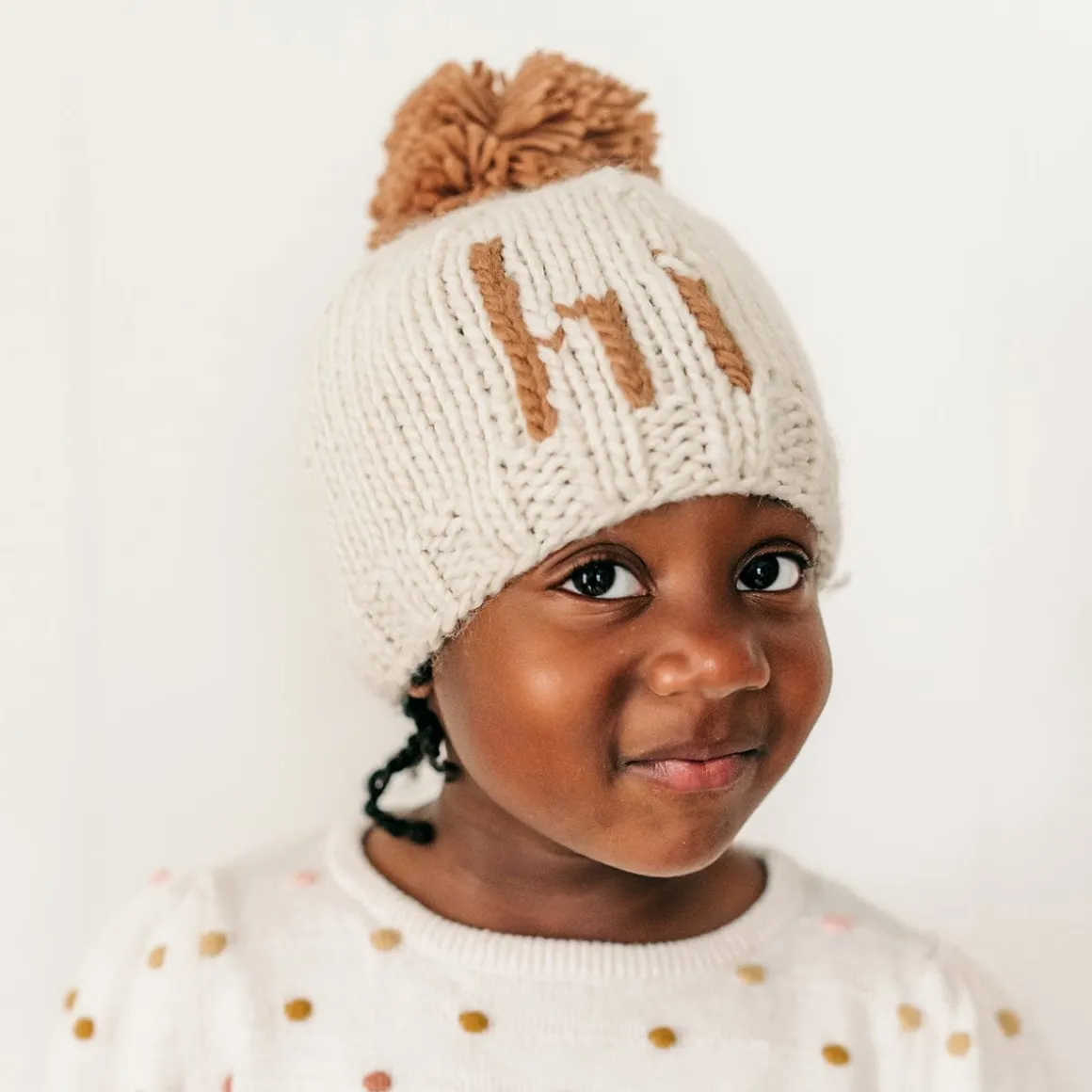 Huggalugs hi. Hand Knit Beanie Hat - Pecan, X-Small (Newborn)