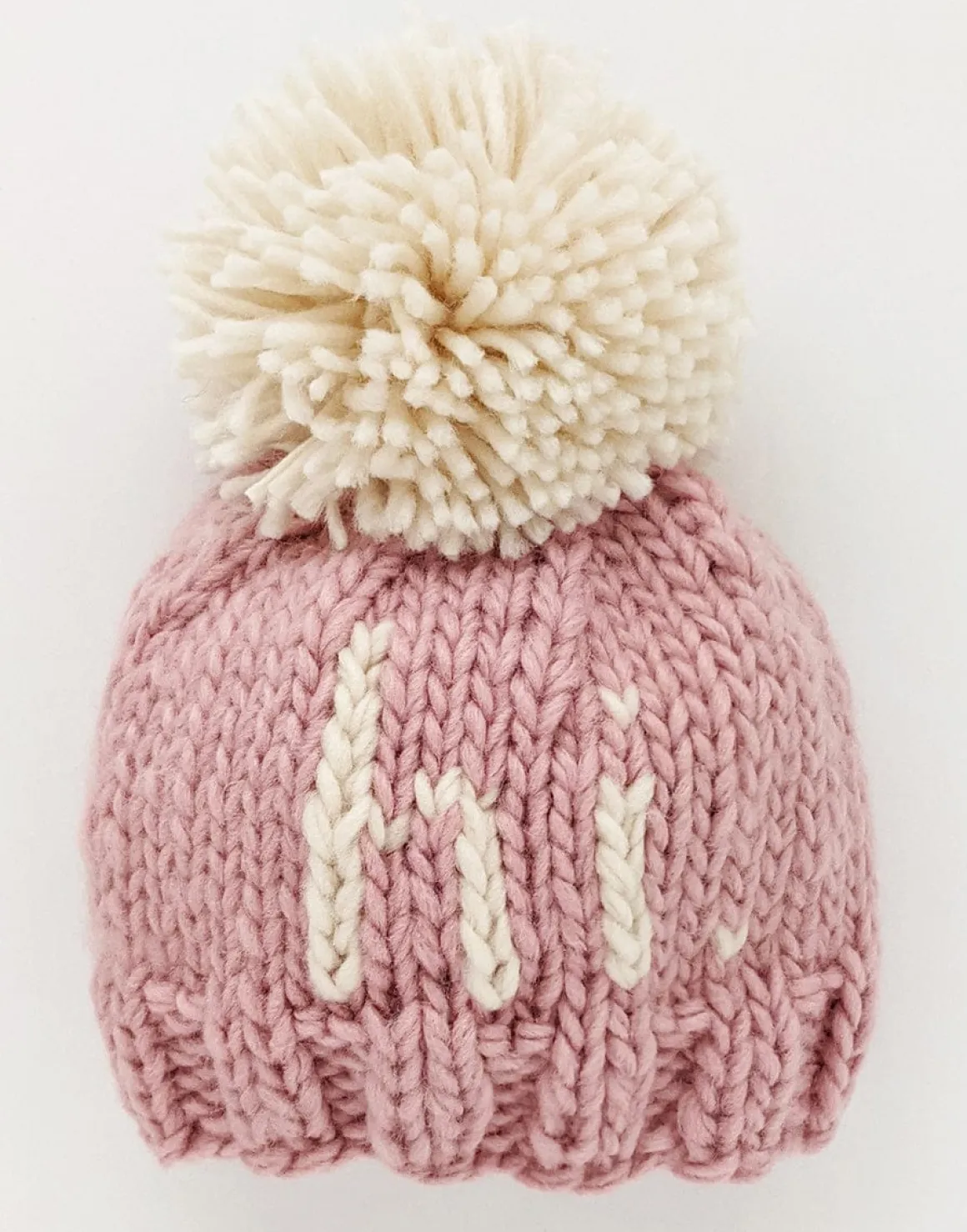 Huggalugs hi. Hand Knit Beanie Hat - Rosy, Large (2-6 years)