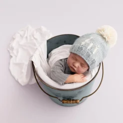 Huggalugs hi. Hand Knit Beanie Hat - Surf Blue, Small (0-6 months)
