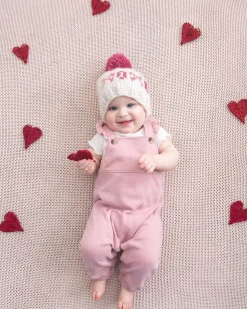 Huggalugs XOXO Valentine's Day Hand Knit Beanie Hat - Cream, Small (0-6 months)