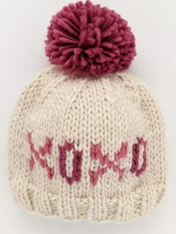 Huggalugs XOXO Valentine's Day Hand Knit Beanie Hat - Cream, X-Small (Newborn)