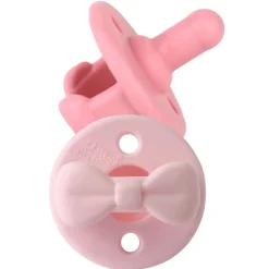 Itzy Ritzy Sweetie Soother 2-Pack Silicone Pacifiers - Pink Bows (0-6 M)