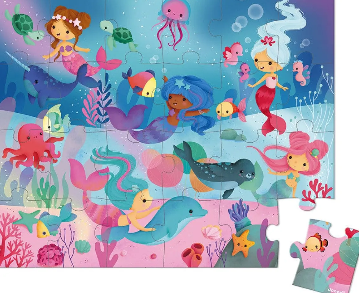 Janod Hat Box Puzzle - Mermaids (24 Pcs)