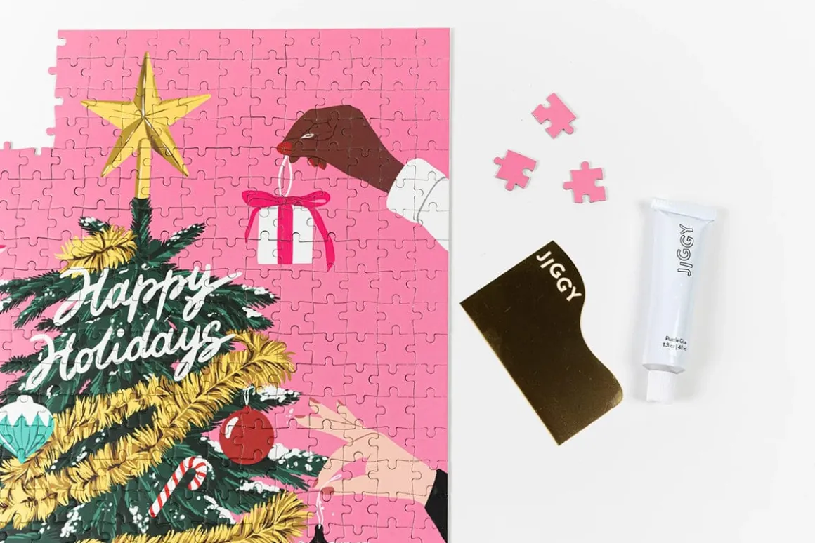 Jiggy 450pc Puzzle + Glue Kit - Tinsel Time by Ana Hard