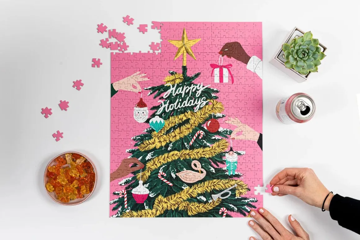 Jiggy 450pc Puzzle + Glue Kit - Tinsel Time by Ana Hard