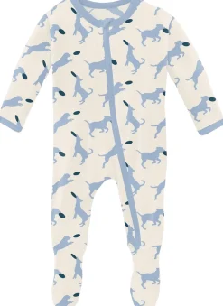 KicKee Pants Footie with Zipper - Natural Frisbee Labs, Newborn