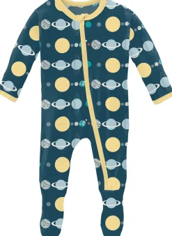 KicKee Pants Footie with Zipper - Peacock Planets, Newborn