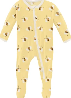 KicKee Pants Footie with Zipper - Wallaby Bees, 3-6 Months