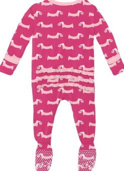 KicKee Pants Muffin Ruffle Footie with Zipper - Calypso Pretzel Pup, 18-24 Months