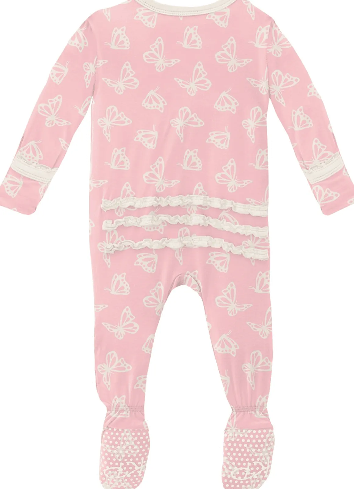 KicKee Pants Muffin Ruffle Footie with Zipper - Lotus Butterfly, 9-12 Months