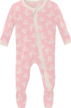 KicKee Pants Muffin Ruffle Footie with Zipper - Lotus Butterfly, Newborn