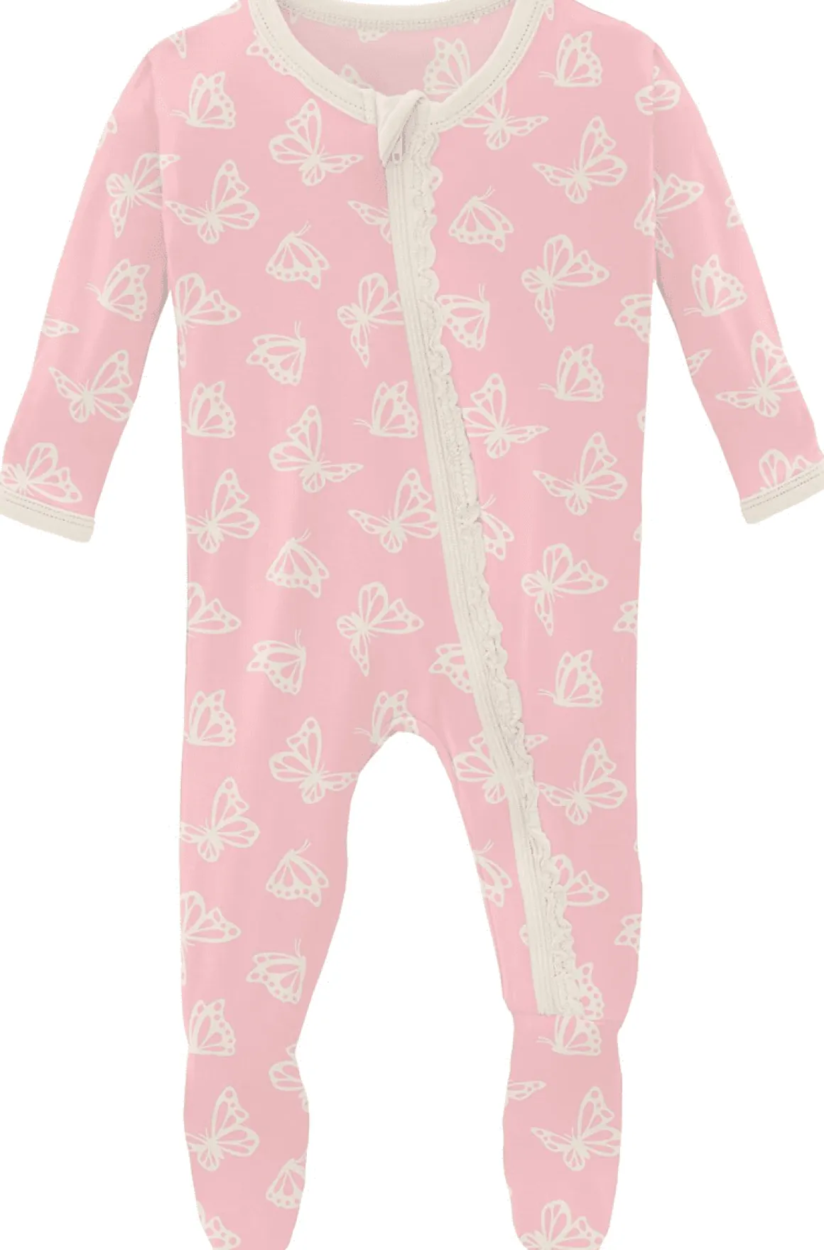 KicKee Pants Muffin Ruffle Footie with Zipper - Lotus Butterfly, Newborn