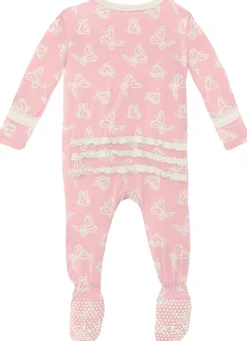 KicKee Pants Muffin Ruffle Footie with Zipper - Lotus Butterfly, Newborn
